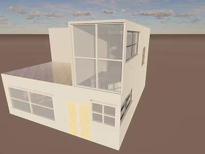 Modern White House With Large Glass Walls And Roof Terrace Design 3d model