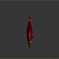 Red Aquatic Fish With Yellow Green Head Red Body And Black Fins Realistic