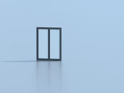 Modern Double Sash Casement Window with Black Frame and Sleek Design 3d model