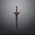Detailed Sword Weapon With Red Hilt And Metal Blade Design Features