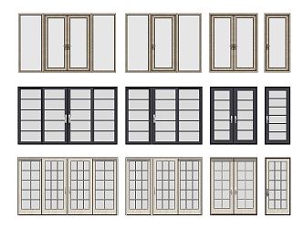 Modern sliding door glass grid door sliding door swing door double door single door 3d model