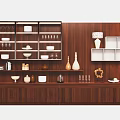 Modern Wooden Wine Cabinet Interior Design With Glass Doors Wine Glasses And Decor Items