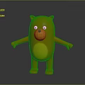 3D Cartoon Bear Character Standing With Open Arms Orange Design Yellow Belly Gray Background