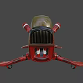 Red Detailed Animated Airplane with Number 8 Propeller and Cartoon Style