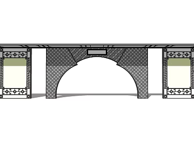 Traditional Pergola Design with Arched Structure and Decorative Side Panels 3d model