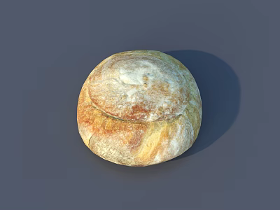 Fresh Round Bread With Golden Brown Crust And White Powder Topping 3d model