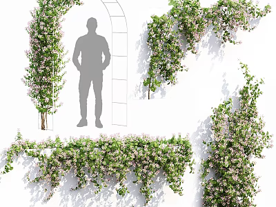 Decorative Flowering Vines On Archway And Wall With Ladder And Silhouette 3d model