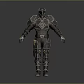 Armored Fantasy Character 3D Model With Blue Helmet And Detailed Armor