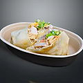 Delicious Grilled Meat Wrap With Fresh Vegetables And Herbs In Paper Bowl