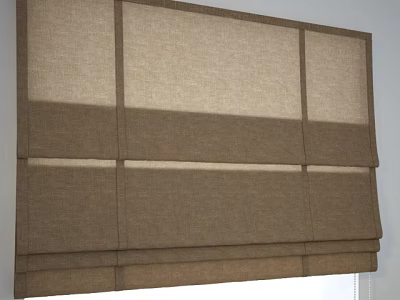 Brown Linen Roman Blinds With Elegant Layered Design For Window Decoration 3d model