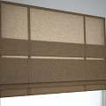 Brown Linen Roman Blinds With Elegant Layered Design For Window Decoration