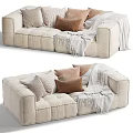 Cozy Modern Two Seater Sofa With Striped Brown Pillows And Light Gray Blanket