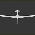 Detailed White Drone with Orange Nose and Long Wings on Gray Background