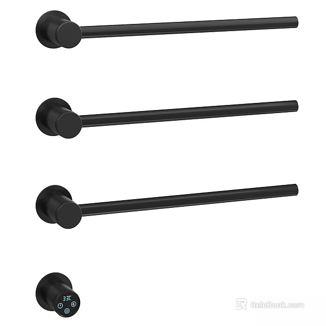 Modern Black Bathroom Accessories With Sleek Towel Bars And Wall Mount Design 3d model 