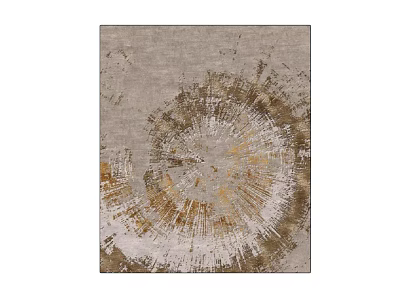 Square Rug With Abstract Radial Pattern In Gray White And Gold Textured Design 3d model