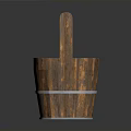 Rustic Wooden Bucket With Curved Handles Natural Grain And Metal Hoop