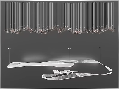 Modern Linear Chandelier With Hanging Pendant Lights For Contemporary Interior Design 3d model