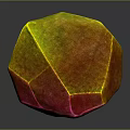 Colorful Polyhedral Gemstone With Yellow Red Gradient And Shiny Faceted Surface