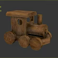 Handmade Wooden Toy Train With Round Wheels And Chimney Design For Kids