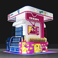 Vibrant Pepsi Themed Art Installation With Beverage Display Kiosk Structure 3d model