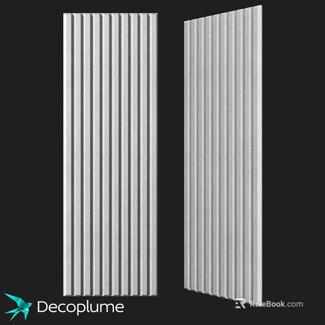 Modern Silver Vertical Striped Components on Black Background for Decor 3d model 