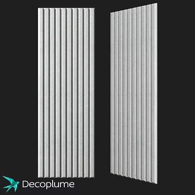 Modern Silver Vertical Striped Components on Black Background for Decor 3d model