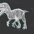 Reptile Dinosaur 3D Model With Open Mouth Sharp Teeth And Rough Skin On Gray Background