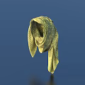 Yellow Checkered Scarf Hanging In Mid Air Against Blue Background With Soft Fabric