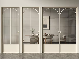 Cream wind double door single door glass single door French glass door glass double door kitchen door toilet door 3d model