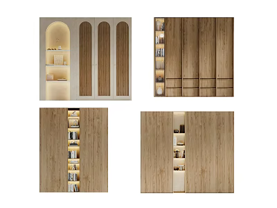 Natural Wood Entryway Cabinet And Side Cabinet With Storage Shelves And Modern Design 3d model