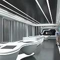 Futuristic Interior Space With Modern Tech Lighting And Curved Ceiling Design 3d model
