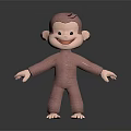 Pink Cartoon Monkey Character With Smiling Face And Open Arms On Black Background