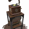 Vintage Wooden Phonograph Classic Electrical Appliance With Horn Speaker And Stand Design