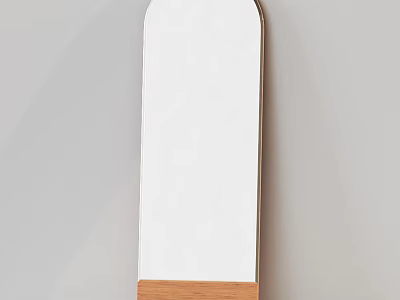 Modern Tall Rectangular Mirror With Wooden Base For Minimalist Home Wall Decor 3d model