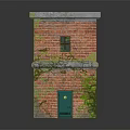 Two Story Red Brick Building Covered With Green Ivy Featuring Windows And Door