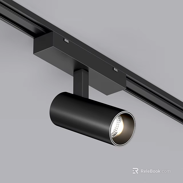 Black Track Mounted Downlight Spotlight With Bright Adjustable Lighting For Home Interior 3d model 