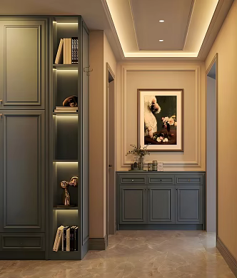 Modern American Style Entrance Storage Cabinet Hanging Painting Ornaments 3d model