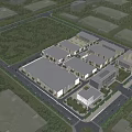 Aerial View Of Modern Industrial Factory Complex With Greenery And Roads