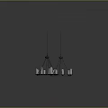 Three Vintage Chandeliers With Multiple White Candles Hanging On Chains 3d model