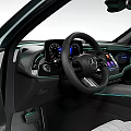 Modern Car Interior Featuring Steering Wheel Large Touchscreen Dashboard And Quilted Seats 3d model