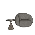 Modern Round Light Gray Upholstered Single Sofa With Side Table And Books 3d model