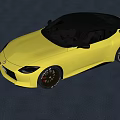 Yellow Sports Coupe Car With Sleek Design Black Roof And Black Wheels