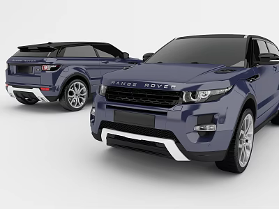 Blue Range Rover Cars With Front And Rear Exterior Design Views 3d model