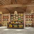 New Chinese Style Store Folk Reception Room 3d model