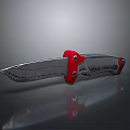 Tactical Utility Knife With Red Handle And Silver Sharp Blade Design