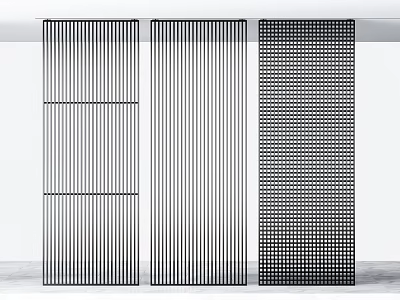 Modern Minimalist Folding Doors Design With Vertical Slats And Perforated Patterns 3d model