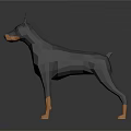 Minimalist Low Poly Doberman Dog Model With Gray Body Brown Legs And Standing Pose