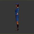 Game Movie Character Wearing Blue Uniform With Hat Red Hair Brown Boots Arms Outstretched