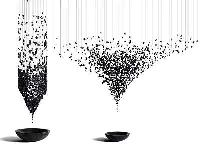 Modern Artistic Black Chandelier With Small Particles Hanging Water Drop Shape Decorative Bowl Base 3d model