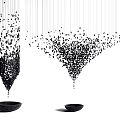 Modern Artistic Black Chandelier With Small Particles Hanging Water Drop Shape Decorative Bowl Base